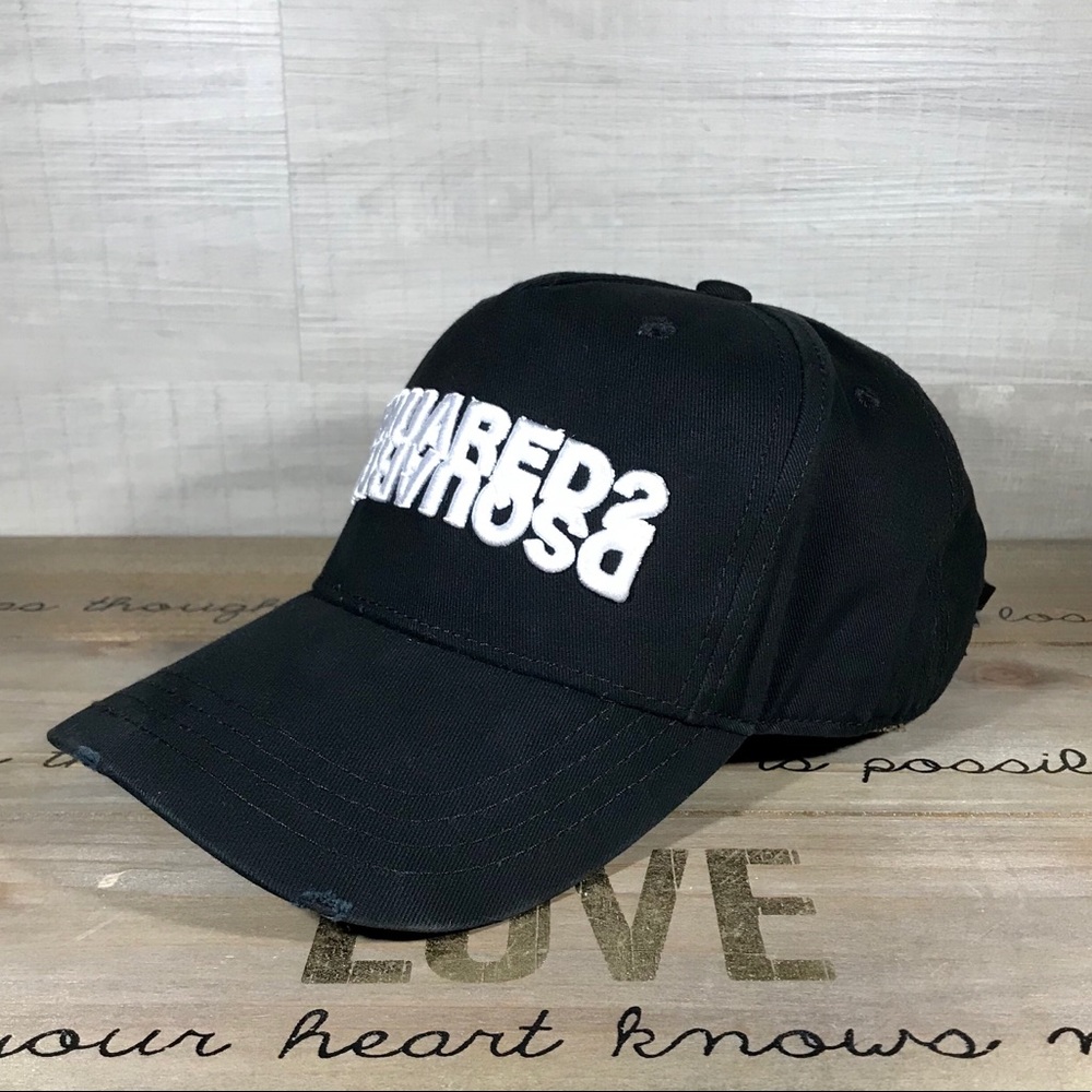 Dsquared 2 Black & White Embroidered Hat Cap